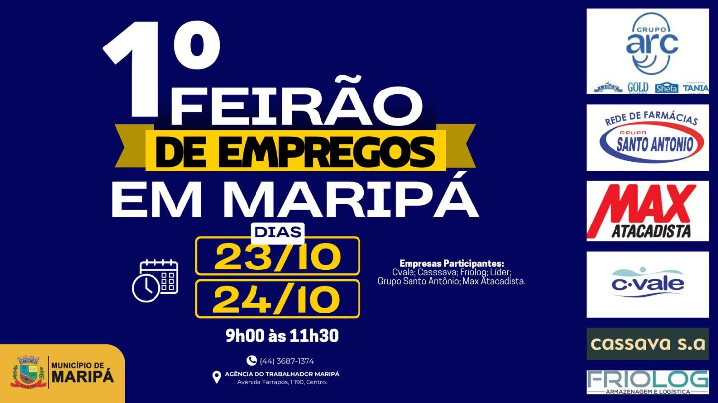 Maripá se prepara para o 1º Feirão de Empregos nos dias 23 e 24 de outubro