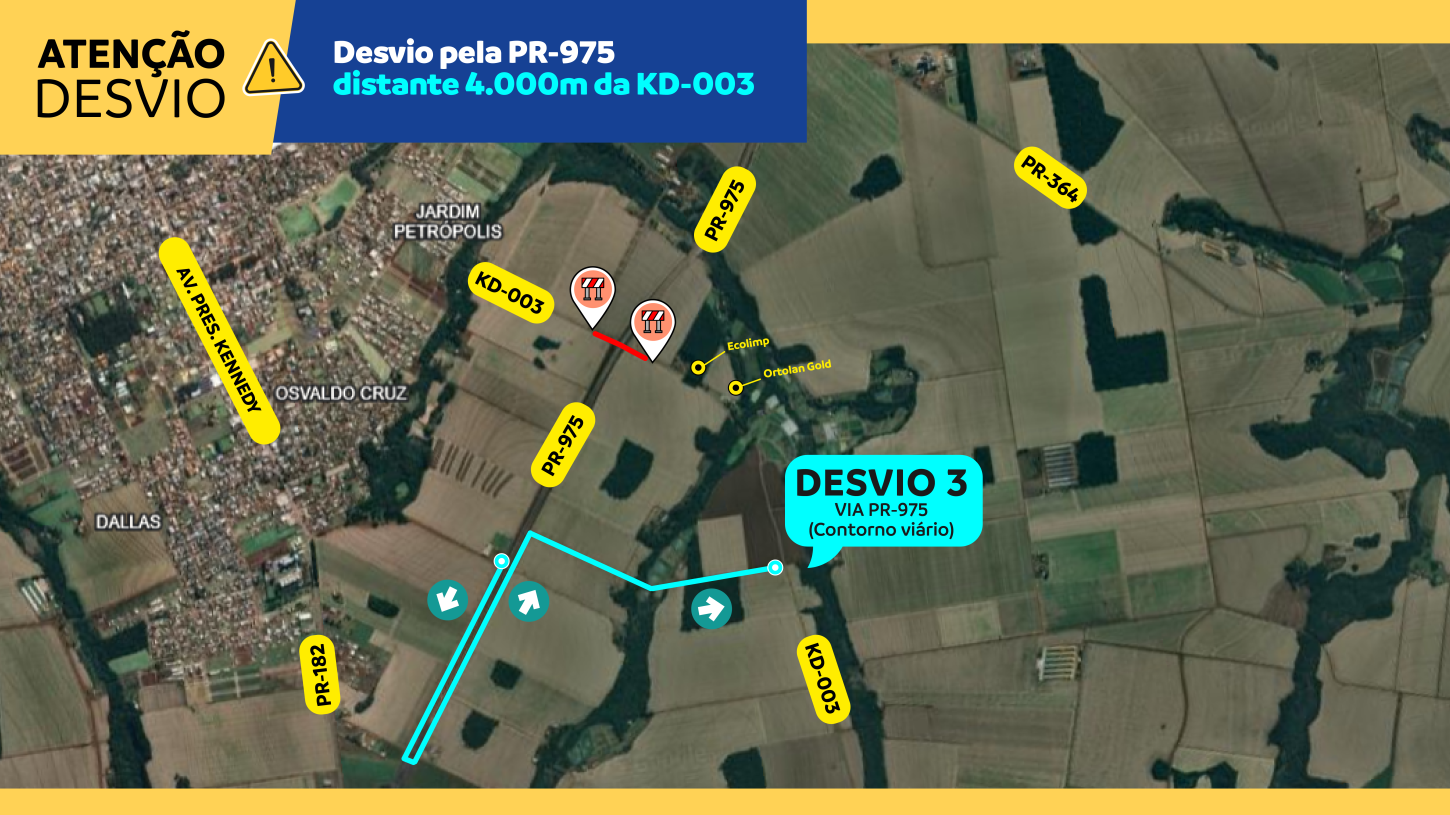Contorno viário exige nova mudança no trânsito em Palotina