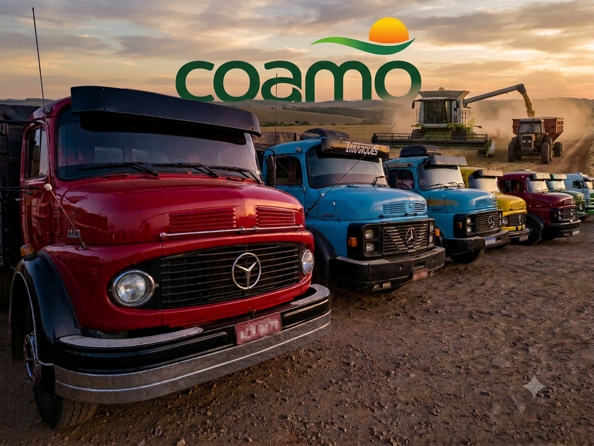 Coamo , unidade Bragantina, um espetáculo à parte: é a forte presença dos caminhões clássicos. 