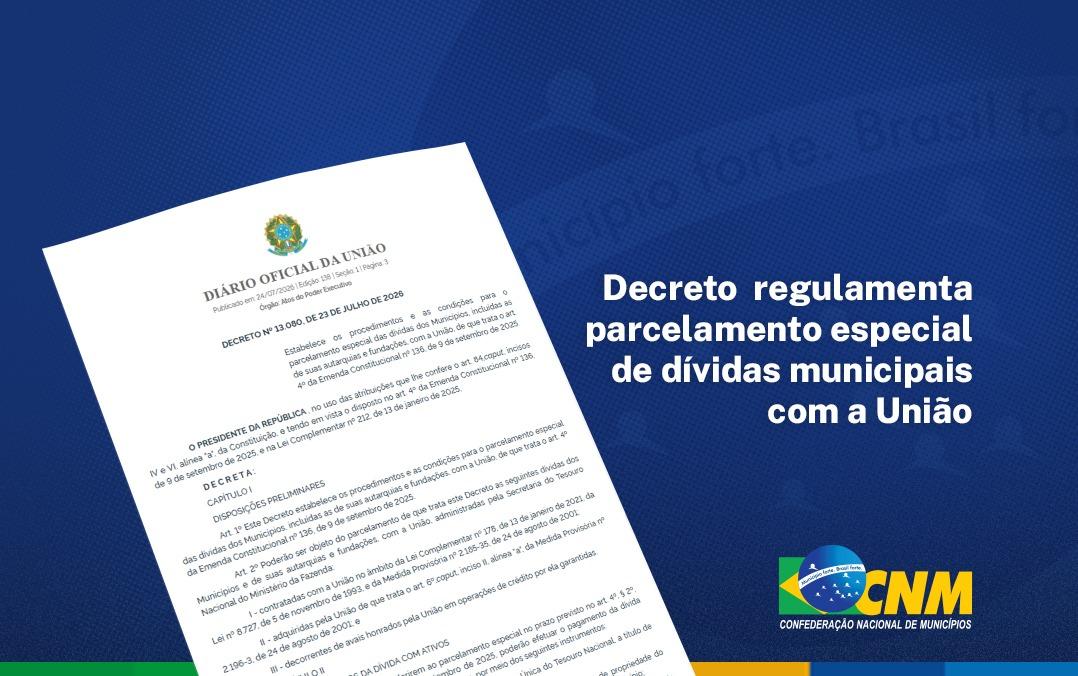 Municípios têm até 9 de setembro para aderir ao parcelamento especial de dívidas municipais com a União