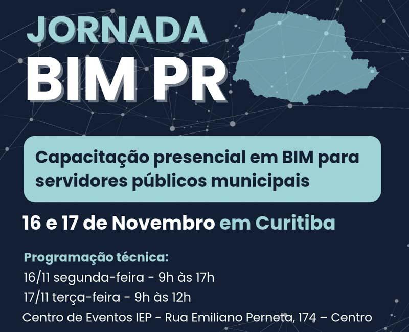 Municípios da AMLIPA, AMSULEP e ASSOMEC: participem da Jornada BIM Paraná 4.0, dias 16 e 17/11, em Curitiba