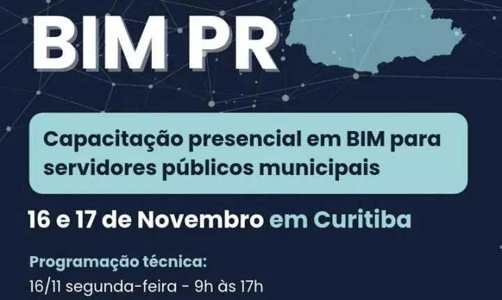 Municípios da AMLIPA, AMSULEP e ASSOMEC: participem da Jornada BIM Paraná 4.0, dias 16 e 17/11, em Curitiba