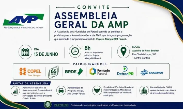  O presidente da AMP (Associação dos Municípios do Paraná) e prefeito de Assis Chateaubriand, Marcel Micheletto, convida